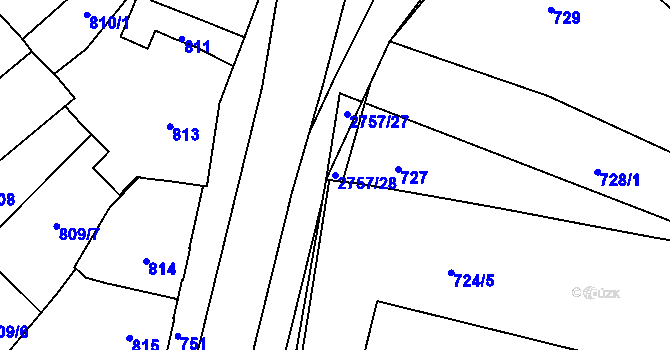 Parcela st. 2757/28 v KÚ Bučovice, Katastrální mapa