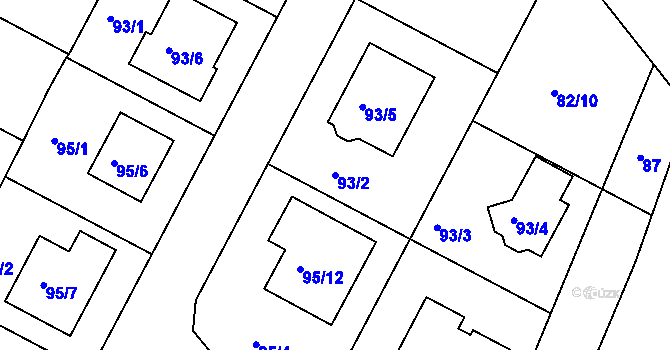 Parcela st. 93/2 v KÚ Bučovice, Katastrální mapa