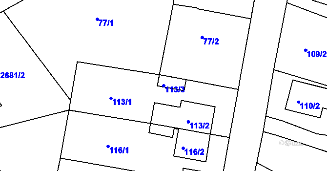 Parcela st. 113/3 v KÚ Bučovice, Katastrální mapa