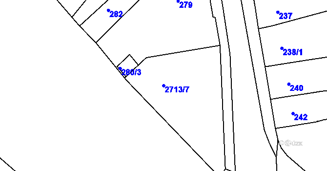 Parcela st. 2713/7 v KÚ Bučovice, Katastrální mapa