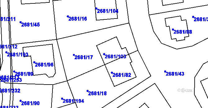 Parcela st. 2681/103 v KÚ Bučovice, Katastrální mapa