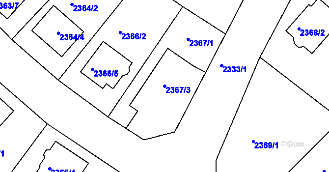 Parcela st. 2367/3 v KÚ Bučovice, Katastrální mapa