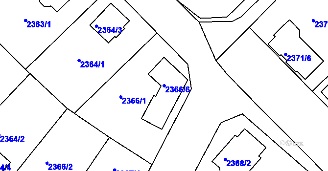 Parcela st. 2366/6 v KÚ Bučovice, Katastrální mapa