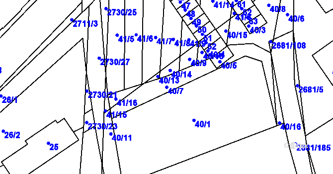 Parcela st. 40/7 v KÚ Bučovice, Katastrální mapa