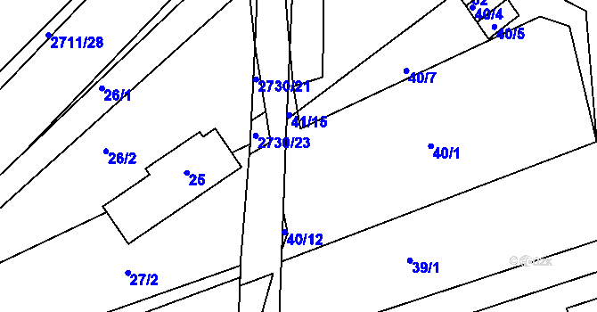 Parcela st. 40/11 v KÚ Bučovice, Katastrální mapa