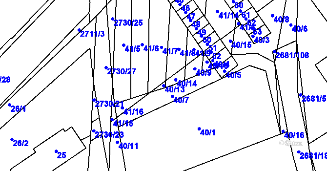 Parcela st. 40/13 v KÚ Bučovice, Katastrální mapa
