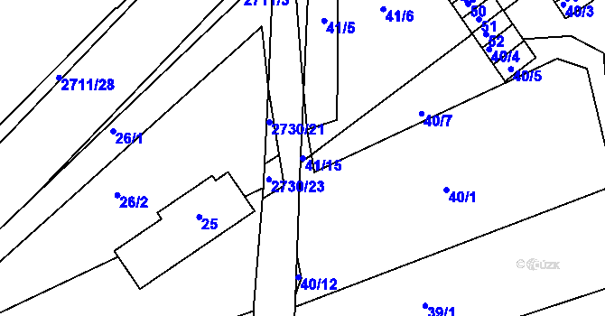 Parcela st. 41/15 v KÚ Bučovice, Katastrální mapa