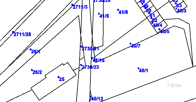 Parcela st. 41/16 v KÚ Bučovice, Katastrální mapa