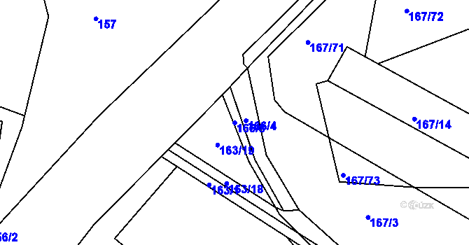 Parcela st. 166/8 v KÚ Bučovice, Katastrální mapa
