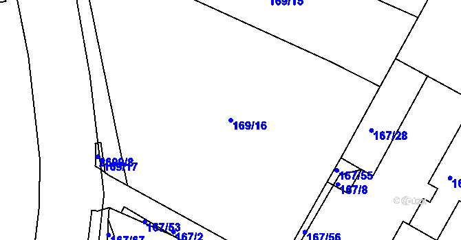 Parcela st. 169/16 v KÚ Bučovice, Katastrální mapa