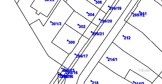 Parcela st. 299/22 v KÚ Bučovice, Katastrální mapa