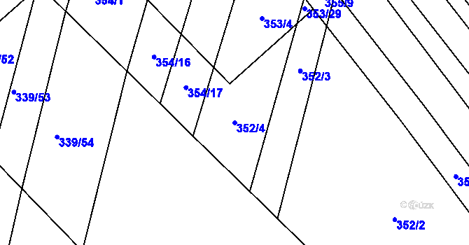 Parcela st. 352/4 v KÚ Bučovice, Katastrální mapa