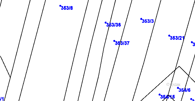 Parcela st. 353/12 v KÚ Bučovice, Katastrální mapa