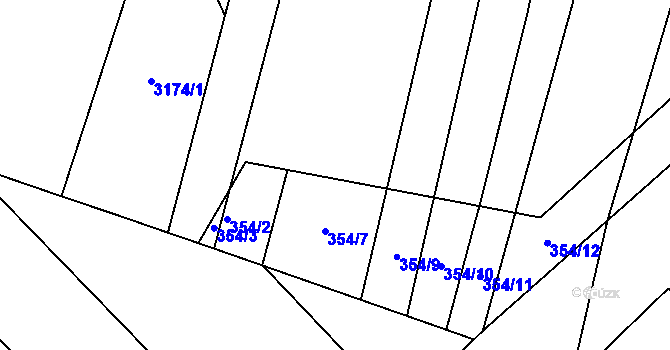 Parcela st. 353/25 v KÚ Bučovice, Katastrální mapa