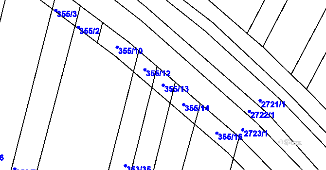Parcela st. 355/13 v KÚ Bučovice, Katastrální mapa
