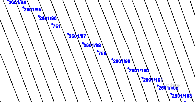 Parcela st. 768 v KÚ Bučovice, Katastrální mapa
