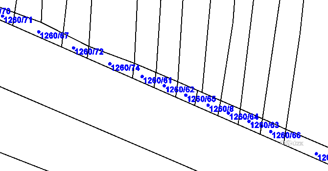 Parcela st. 1260/62 v KÚ Bučovice, Katastrální mapa