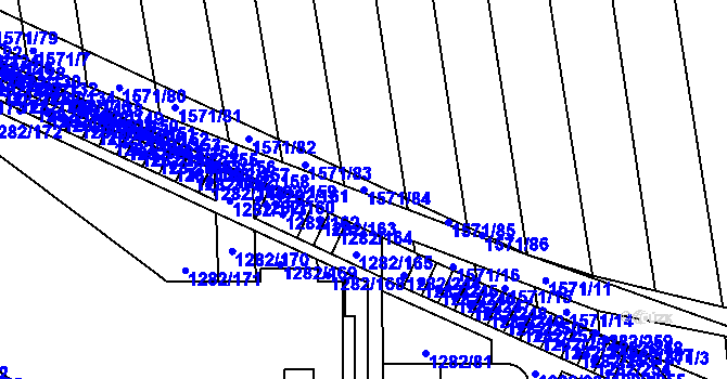 Parcela st. 1571/84 v KÚ Bučovice, Katastrální mapa