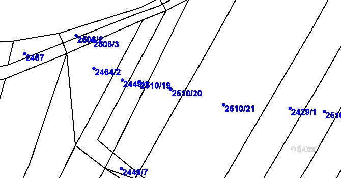 Parcela st. 2510/20 v KÚ Bučovice, Katastrální mapa