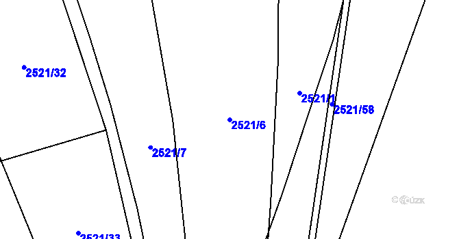 Parcela st. 2521/6 v KÚ Bučovice, Katastrální mapa