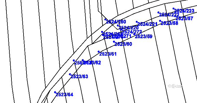 Parcela st. 2523/61 v KÚ Bučovice, Katastrální mapa
