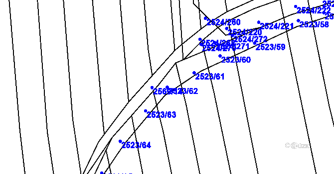 Parcela st. 2523/62 v KÚ Bučovice, Katastrální mapa