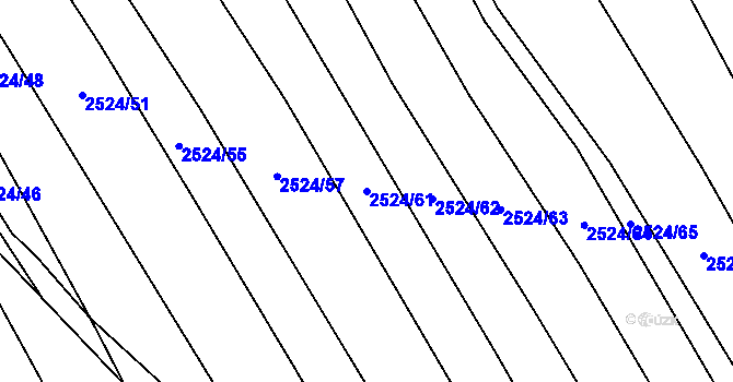 Parcela st. 2524/61 v KÚ Bučovice, Katastrální mapa