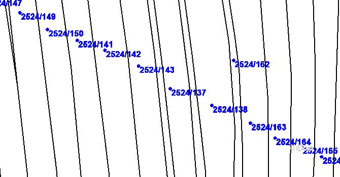 Parcela st. 2524/137 v KÚ Bučovice, Katastrální mapa