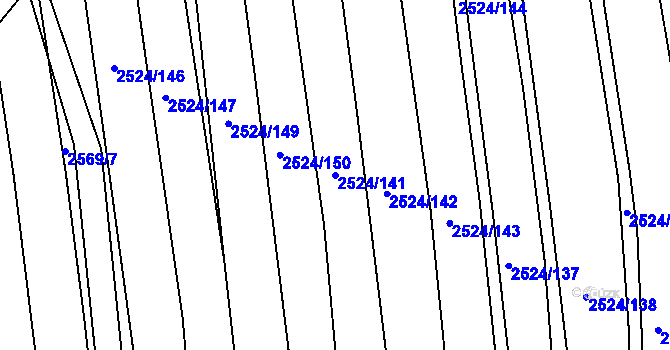 Parcela st. 2524/141 v KÚ Bučovice, Katastrální mapa