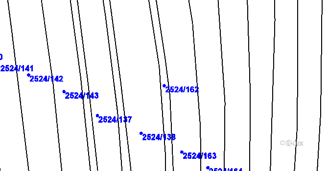 Parcela st. 2524/162 v KÚ Bučovice, Katastrální mapa