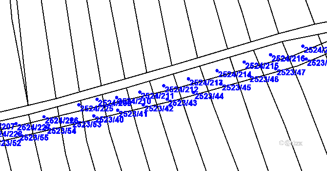 Parcela st. 2524/212 v KÚ Bučovice, Katastrální mapa