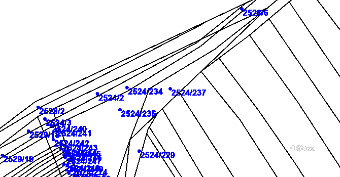 Parcela st. 2524/237 v KÚ Bučovice, Katastrální mapa