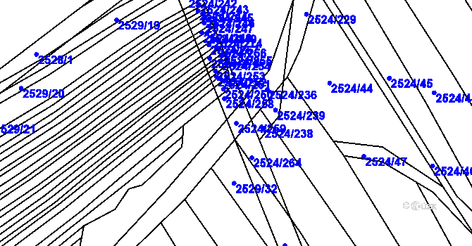 Parcela st. 2524/259 v KÚ Bučovice, Katastrální mapa