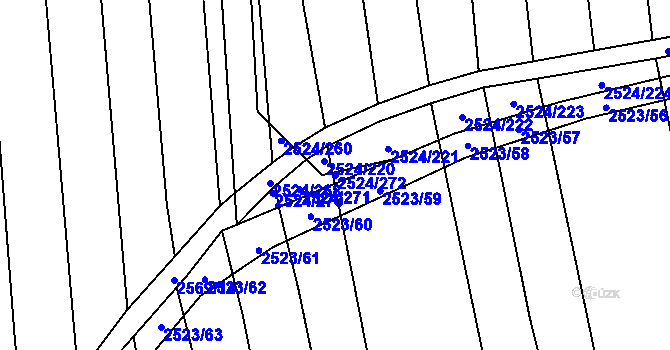 Parcela st. 2524/272 v KÚ Bučovice, Katastrální mapa