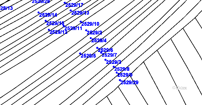 Parcela st. 2529/7 v KÚ Bučovice, Katastrální mapa