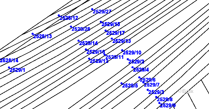 Parcela st. 2529/11 v KÚ Bučovice, Katastrální mapa