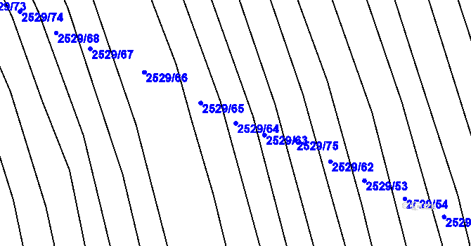 Parcela st. 2529/64 v KÚ Bučovice, Katastrální mapa