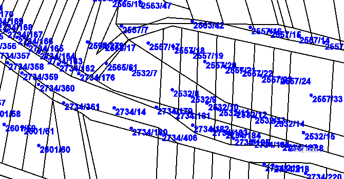Parcela st. 2532/8 v KÚ Bučovice, Katastrální mapa