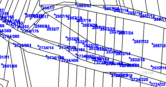 Parcela st. 2532/10 v KÚ Bučovice, Katastrální mapa