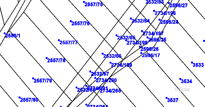 Parcela st. 2532/66 v KÚ Bučovice, Katastrální mapa