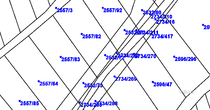 Parcela st. 2532/72 v KÚ Bučovice, Katastrální mapa