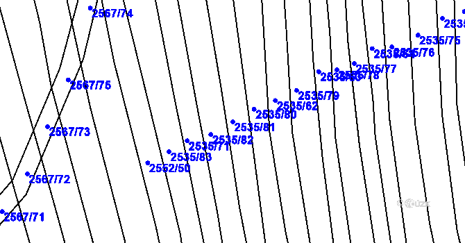Parcela st. 2535/81 v KÚ Bučovice, Katastrální mapa
