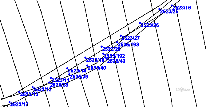 Parcela st. 2535/192 v KÚ Bučovice, Katastrální mapa