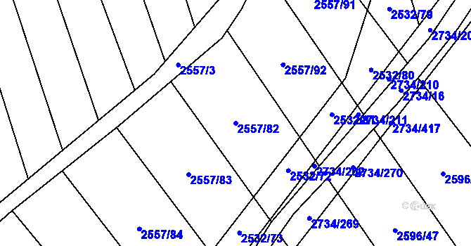 Parcela st. 2557/82 v KÚ Bučovice, Katastrální mapa