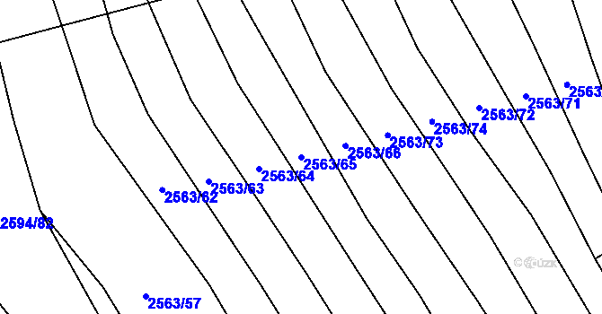Parcela st. 2563/65 v KÚ Bučovice, Katastrální mapa