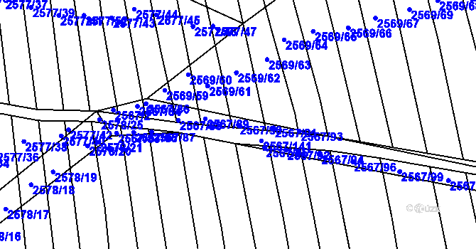 Parcela st. 2567/90 v KÚ Bučovice, Katastrální mapa