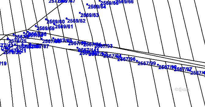 Parcela st. 2567/94 v KÚ Bučovice, Katastrální mapa