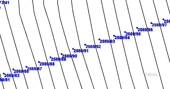 Parcela st. 2569/92 v KÚ Bučovice, Katastrální mapa