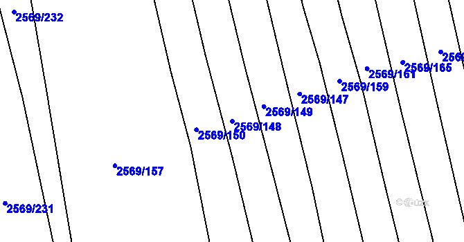 Parcela st. 2569/148 v KÚ Bučovice, Katastrální mapa