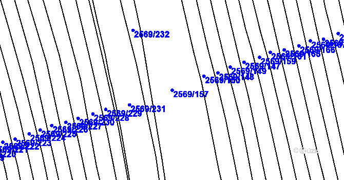 Parcela st. 2569/157 v KÚ Bučovice, Katastrální mapa